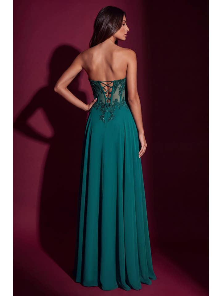 Robe de Soirée Trapèze Corset Perlé Bustier Coeur en Gros