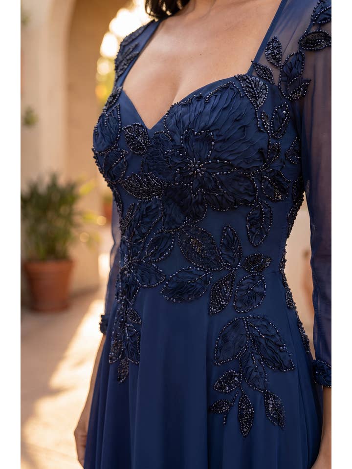 Kos Couture Robe Longue de Soirée Trapèze à Fleurs Femme