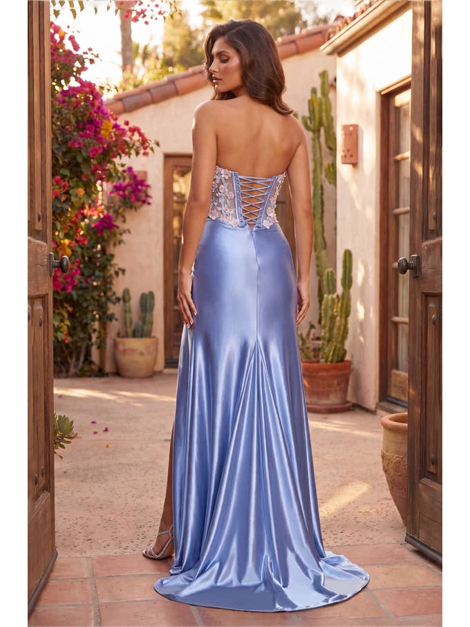 Robe de Bal Longue Formelle Corset Ajustée en Satin Stretch Vente en Gros