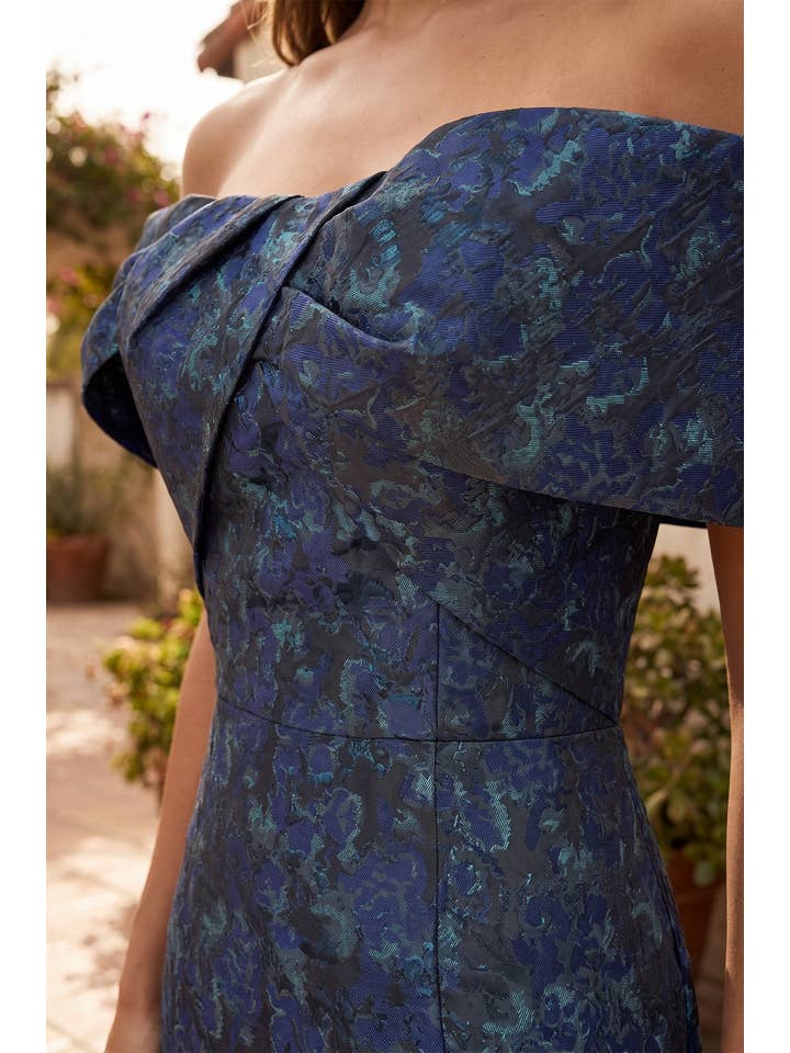 Kos Couture Robe Longue Sirène Épaules Dénudées Jacquard Floral Femme