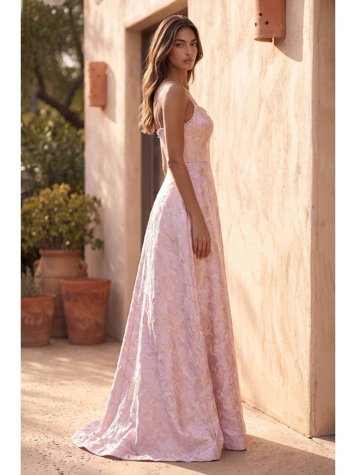 Robe Trapèze en Jacquard Floral Pour Vente en Gros
