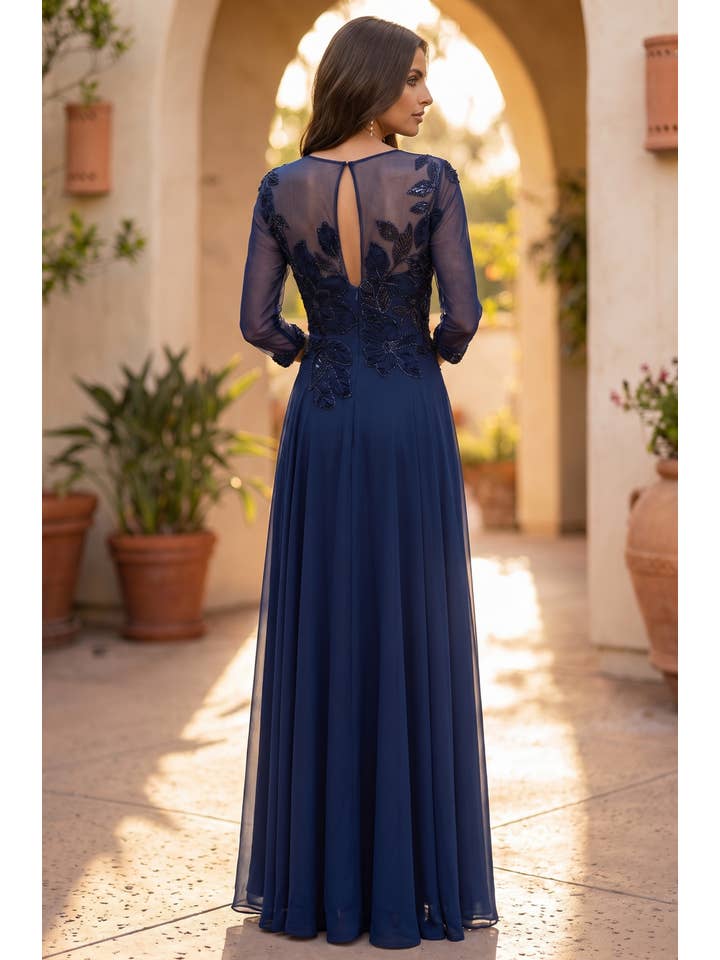Kos Couture Robe Longue de Soirée Trapèze à Fleurs Femme