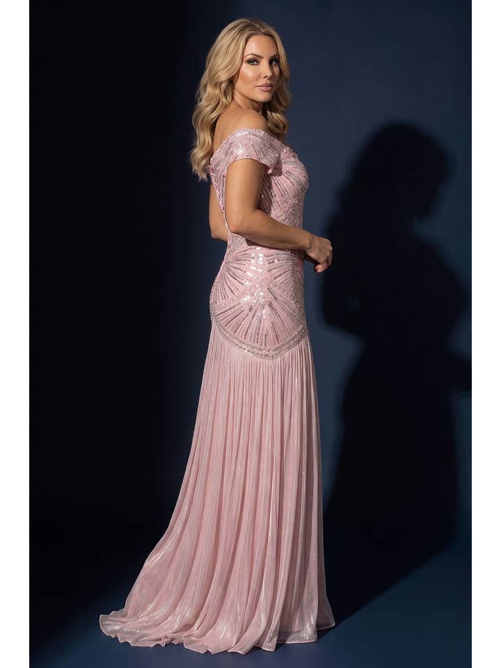 Robe de Soirée à Paillettes Épaules Dénudées