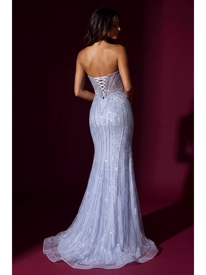 Kos Couture Robe Longue de Soirée Corset Perlé Femme