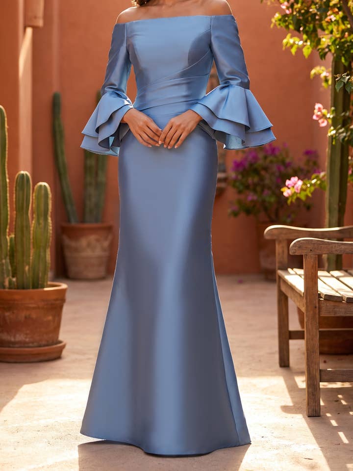 Kos Couture Robe Longue Sirène Épaules Dénudées Femme