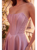 Robe de Bal Longue Formelle en Satin avec Corset