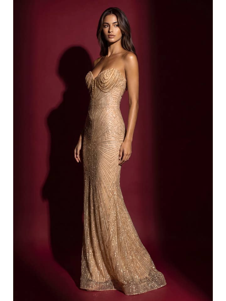 Kos Couture Robe Longue Sirène Pailletée Bustier Femme
