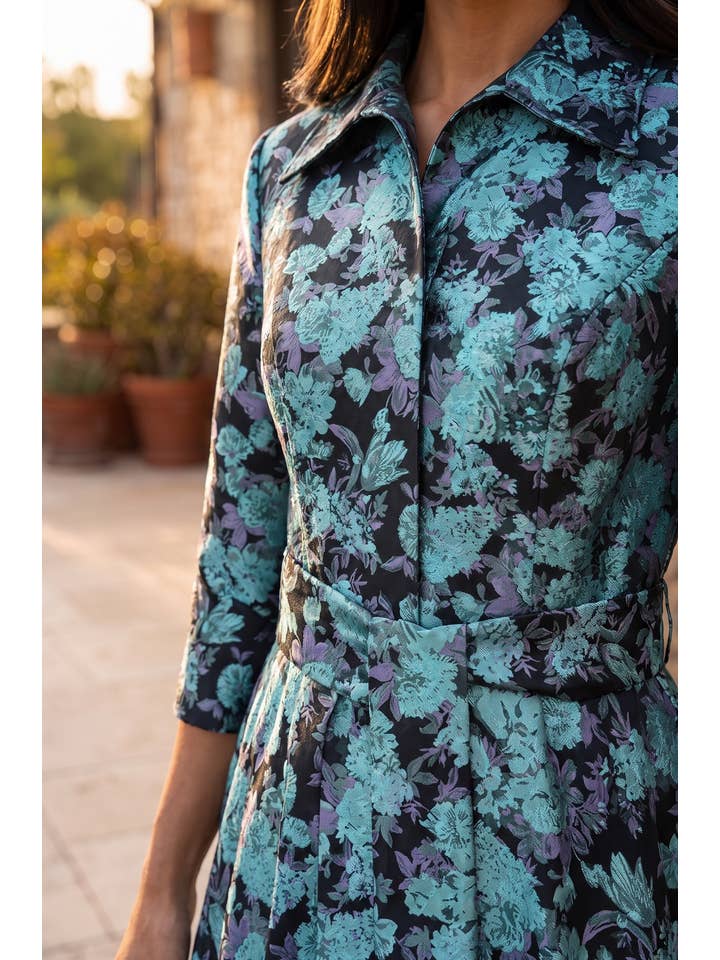 Kos Couture Robe Longue de Soirée Trapèze Imprimé Floral Femme