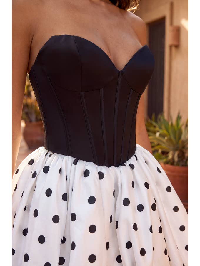 Robe Courte Corset Mini Robe à Pois Jupe Bulle