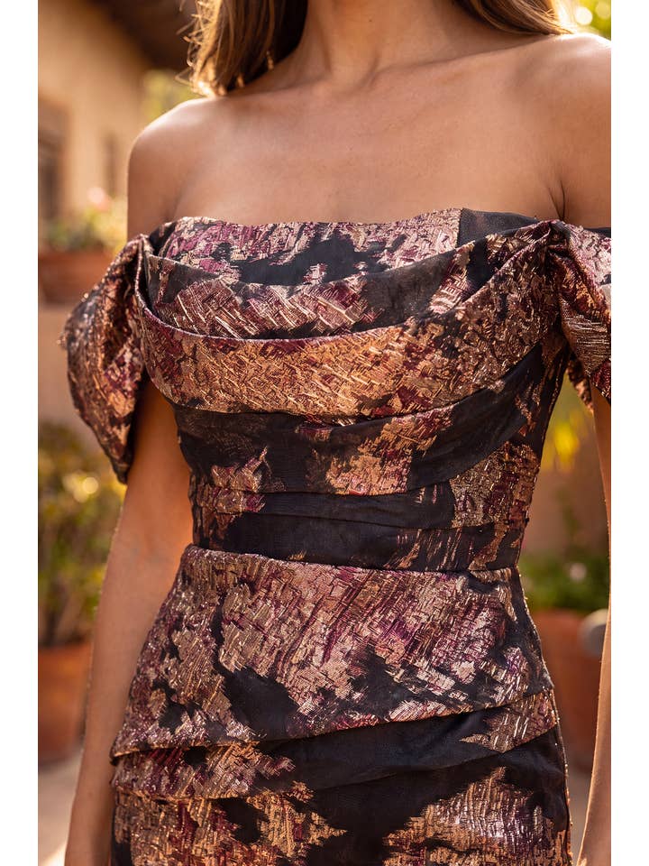 Kos Couture Robe Longue de Soirée Épaules Dénudées Femme