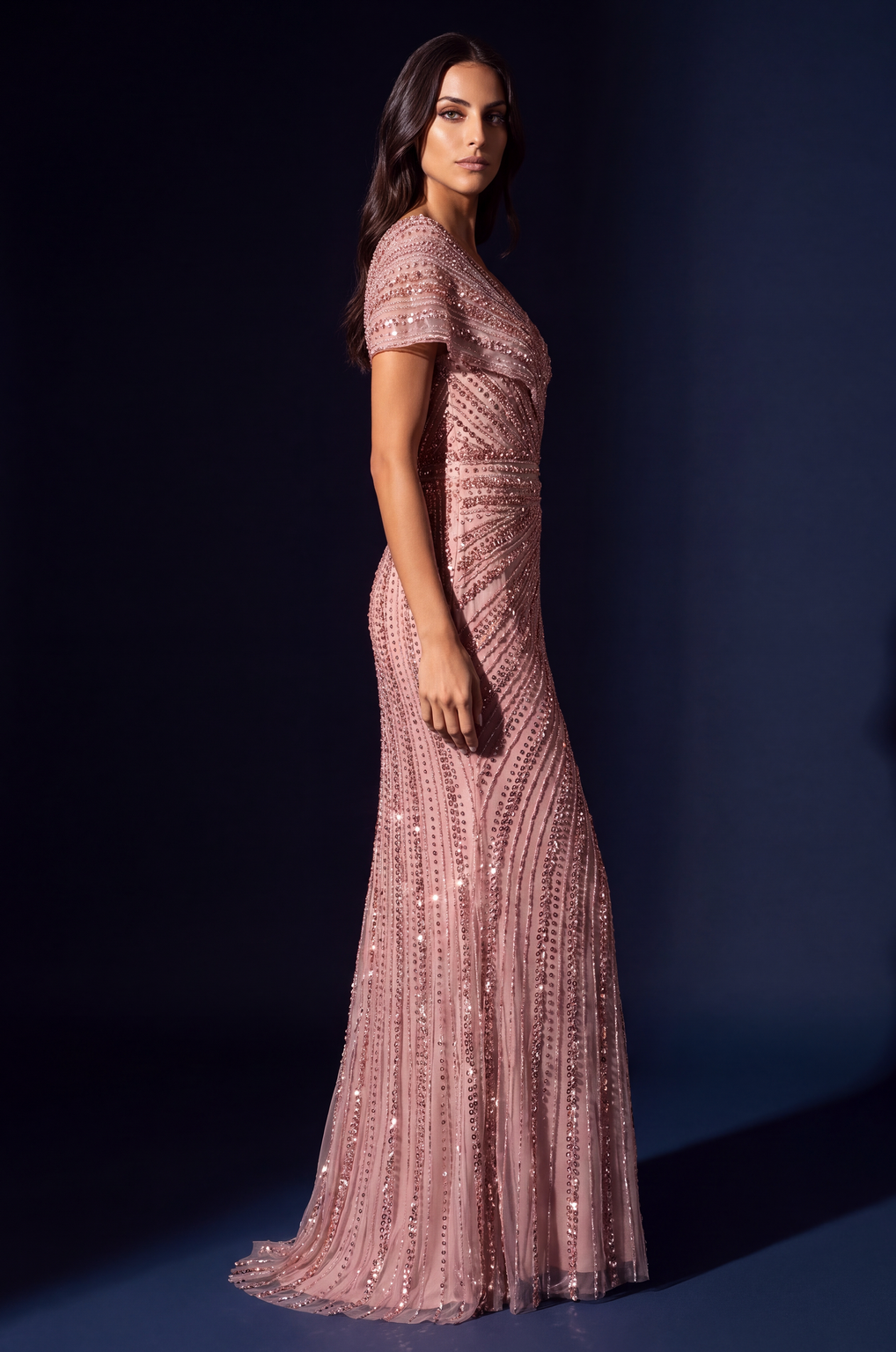 Kos Couture Robe de Soirée Longue Sirène à Perles Femme
