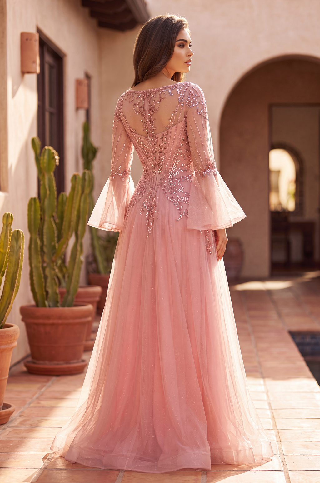 Kos Couture Robe Longue de Soirée Trapèze en Dentelle Femme