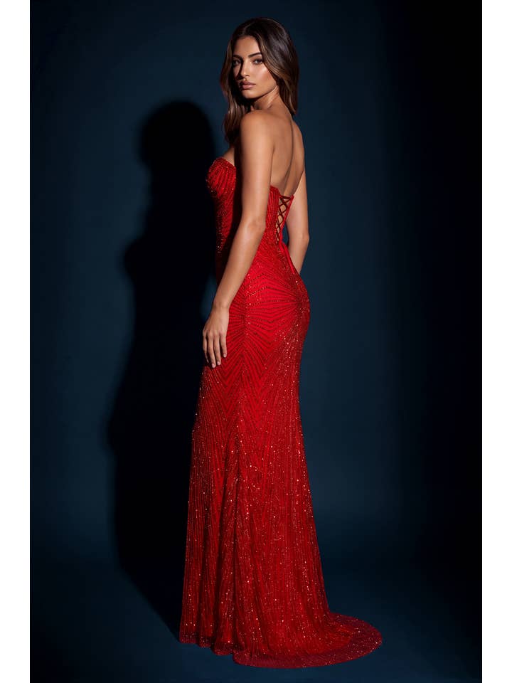 Kos Couture Robe Longue Sirène Pailletée Bustier Femme