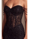 Robe de Soirée Sirène Corset Transparent Épaules Dénudées Perles