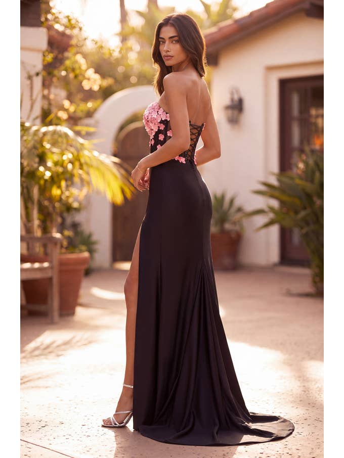 Robe de Bal Longue Formelle Corset Ajustée en Satin Stretch Vente en Gros