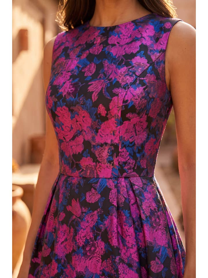 Kos Couture Robe Longue de Soirée Trapèze Imprimé Floral Femme