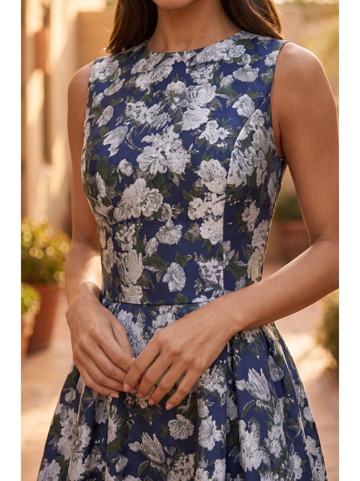 Kos Couture Robe Longue de Soirée Trapèze Imprimé Floral Femme