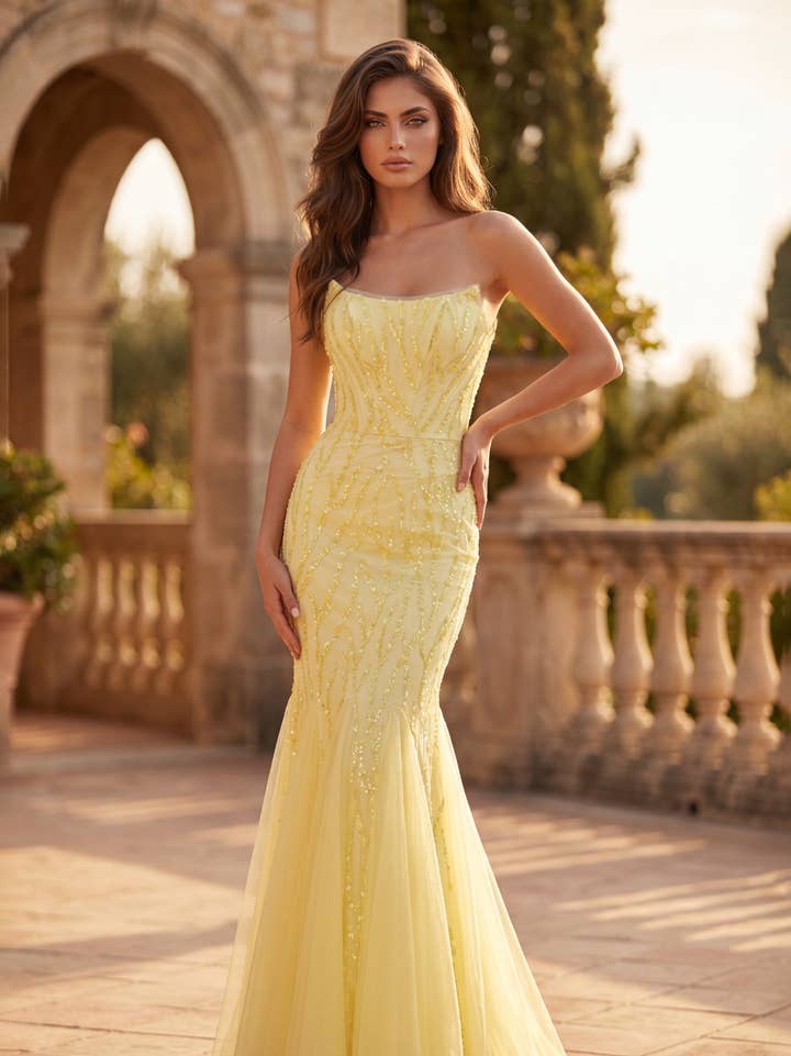Robe de Soirée Formelle Longue Sirène Perlée Vente en Gros
