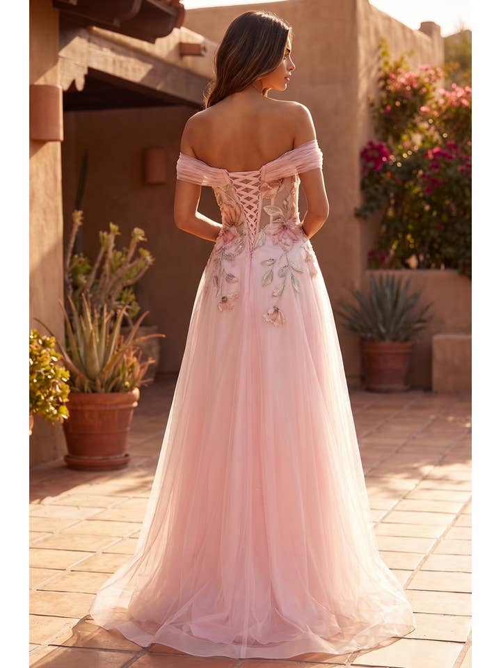 Robe Trapèze Habillée en Tulle à Appliques Florales