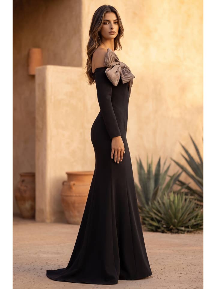 Kos Couture Robe Longue Sirène Épaules Dénudées Femme