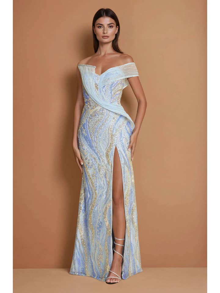 Robe Couture Sculpturale Architecturale Brodée de Perles en Gros