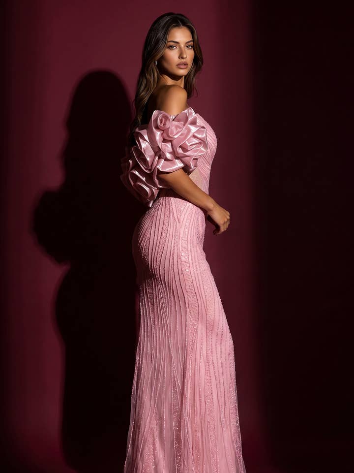 Kos Couture Robe de Soirée Longue Sirène à Paillettes Femme