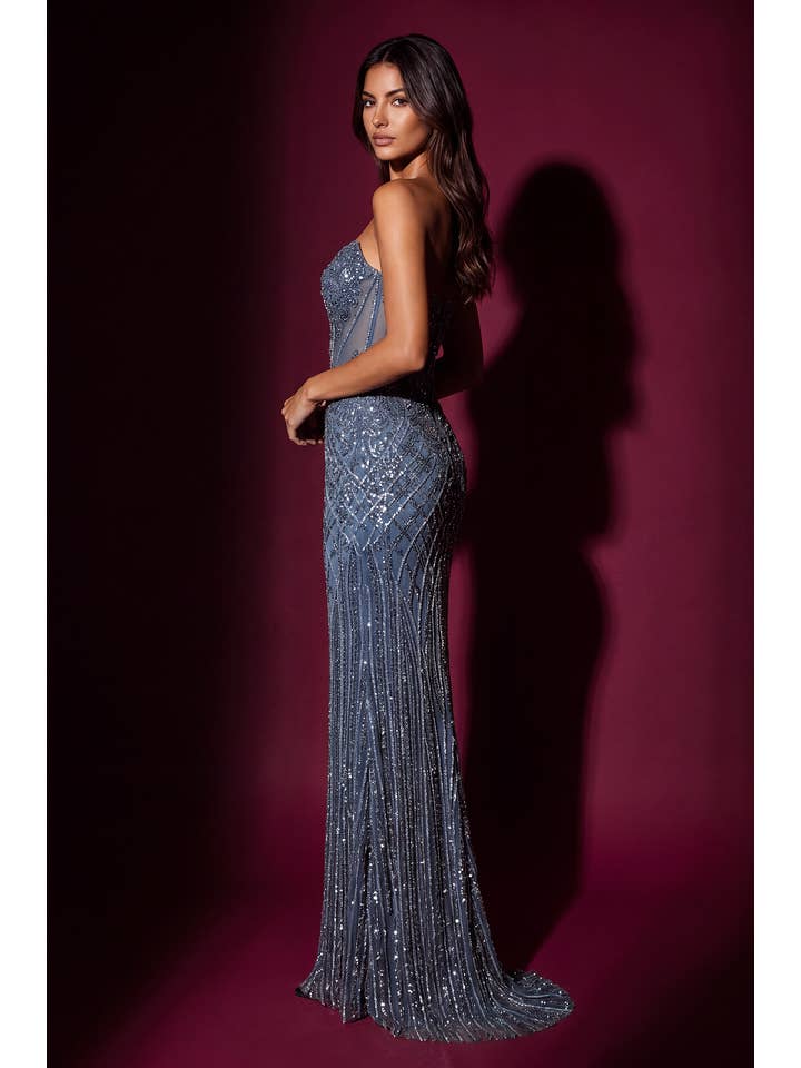 Robe de Soirée Formelle Moulante à Corset et Perles