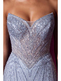 Kos Couture Robe Longue de Soirée Corset Perlé Femme