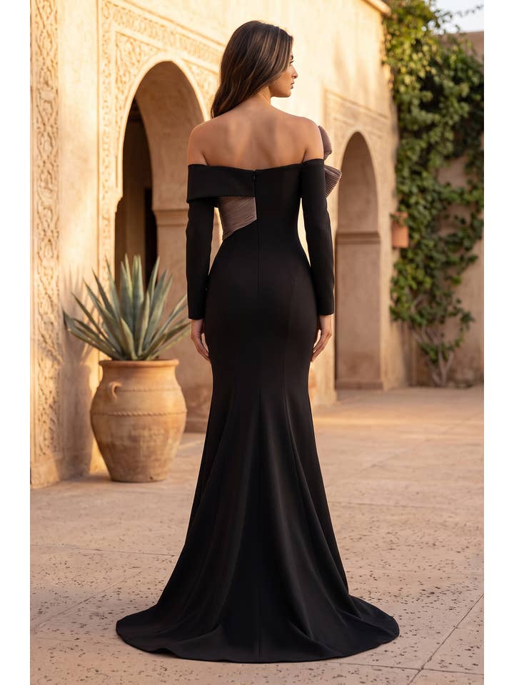 Kos Couture Robe Longue Sirène Épaules Dénudées Femme
