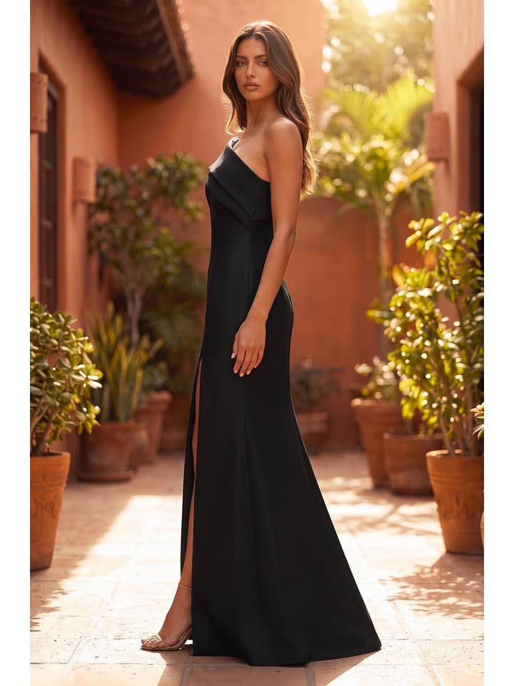 Robe de Soirée Sirène Drapée à Épaules Dénudées