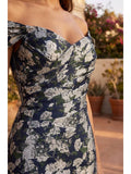 Robe Trompette à Épaules Dénudées à Motif Floral