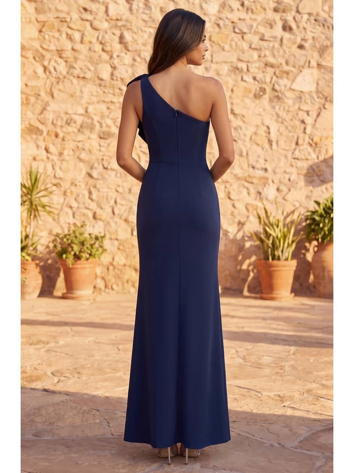 Robe de Soirée Longue Formelle Asymétrique à Buste Plissé