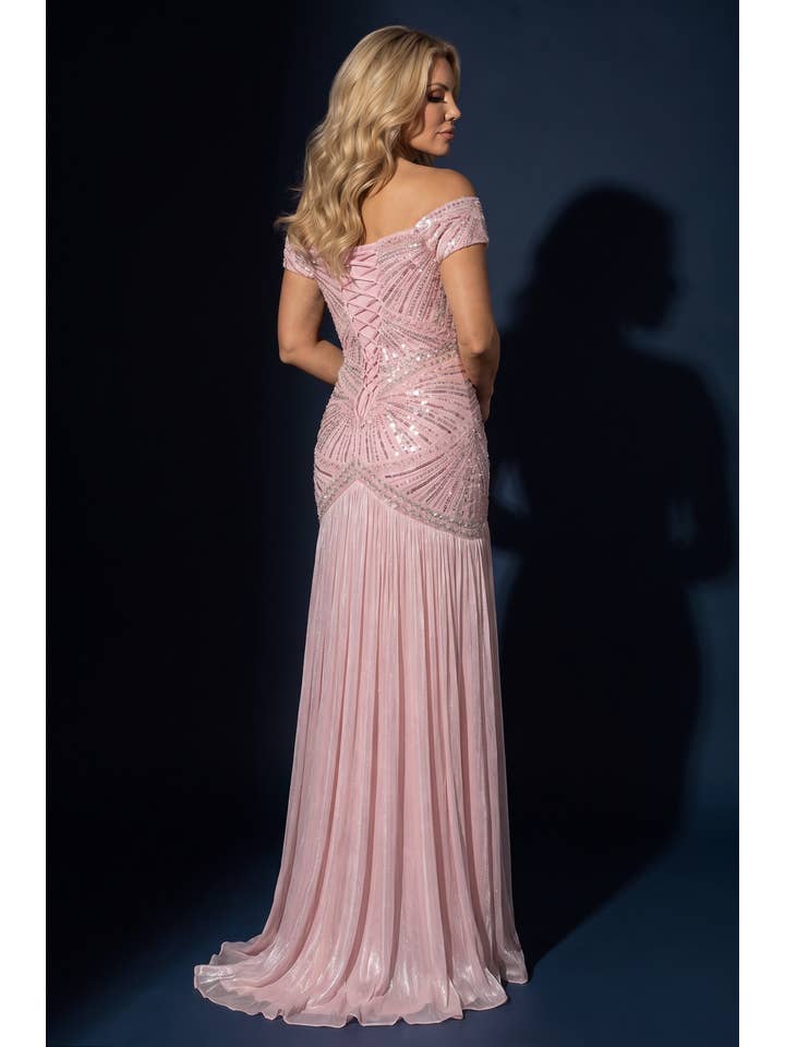 Robe de Soirée à Paillettes Épaules Dénudées