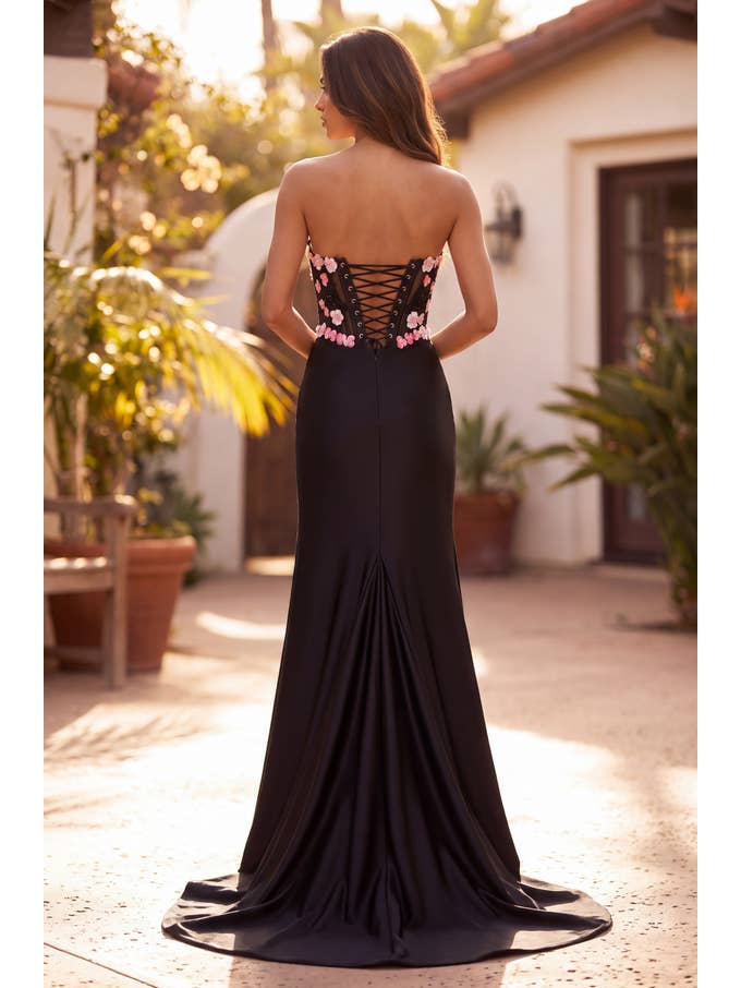 Robe de Bal Longue Formelle Corset Ajustée en Satin Stretch Vente en Gros