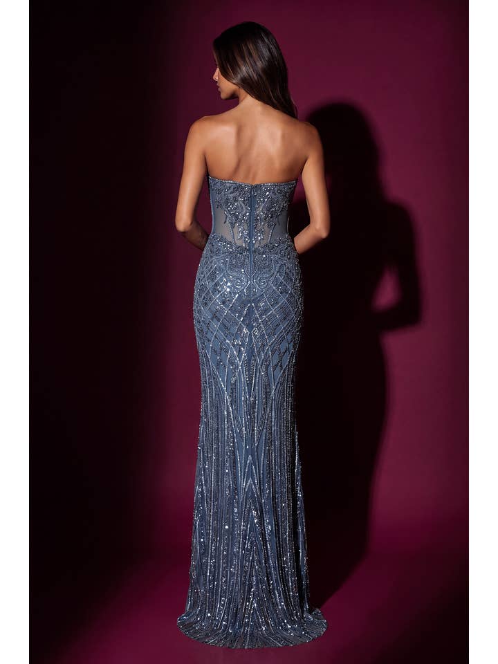Robe de Soirée Formelle Moulante à Corset et Perles