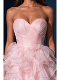 Robe de Bal Bustier Cœur à Volants en Organza