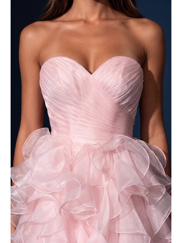 Robe de Bal Bustier Cœur à Volants en Organza