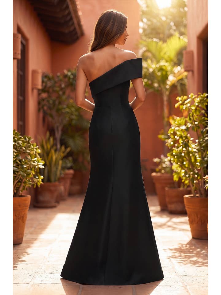 Robe de Soirée Sirène Drapée à Épaules Dénudées