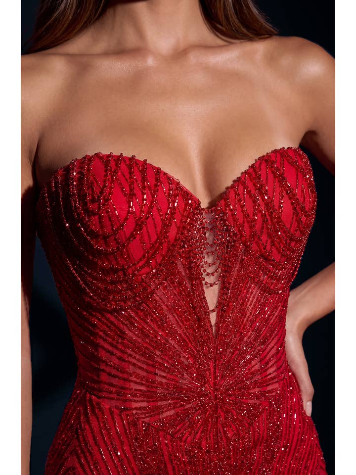 Kos Couture Robe Longue Sirène Pailletée Bustier Femme