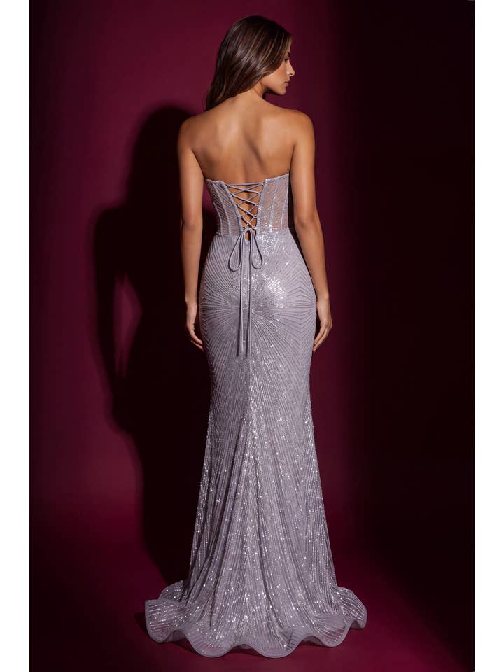 Kos Couture Robe Longue Sirène Pailletée Bustier Femme