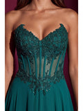 Robe de Soirée Trapèze Corset Perlé Bustier Coeur en Gros