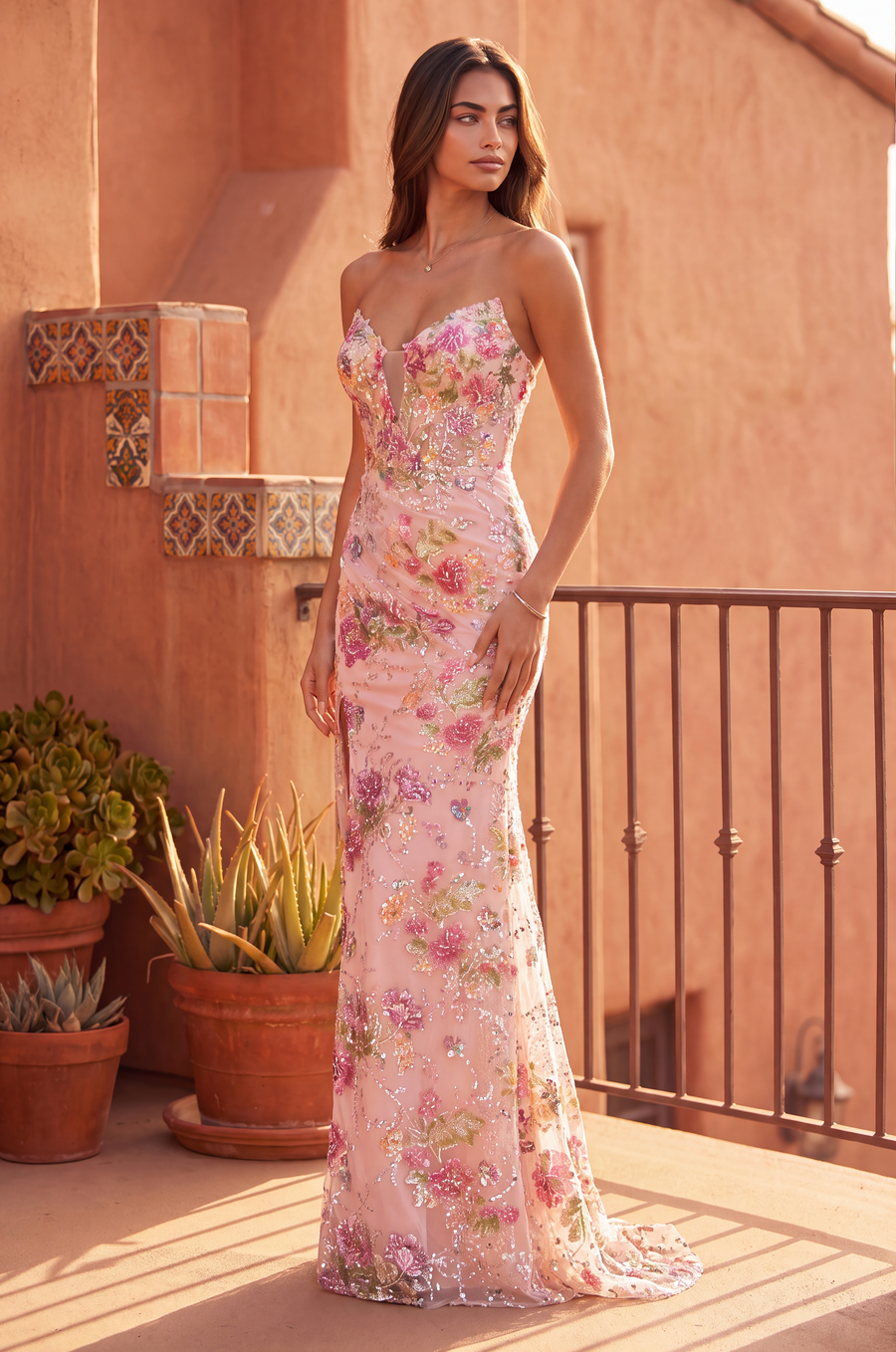 Kos Couture Robe Longue Sirène Pailletée Bustier Femme
