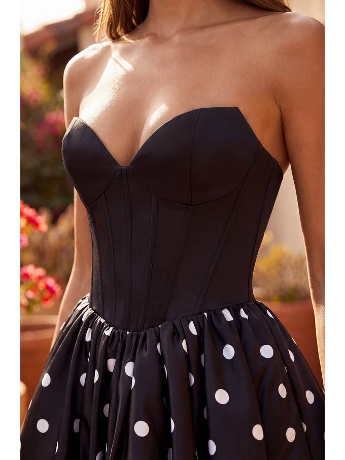 Robe Courte Corset Mini Robe à Pois Jupe Bulle