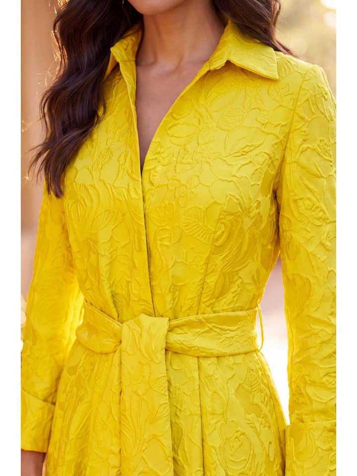 Robe Courte de Soirée et Cocktail en Jacquard à Manches Longues