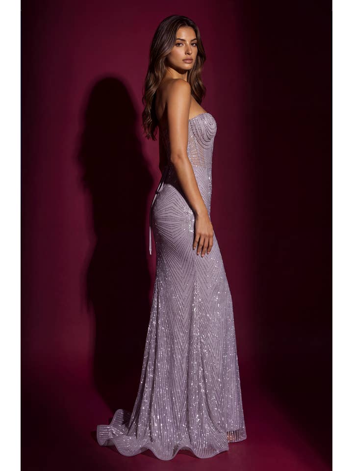 Kos Couture Robe Longue Sirène Pailletée Bustier Femme