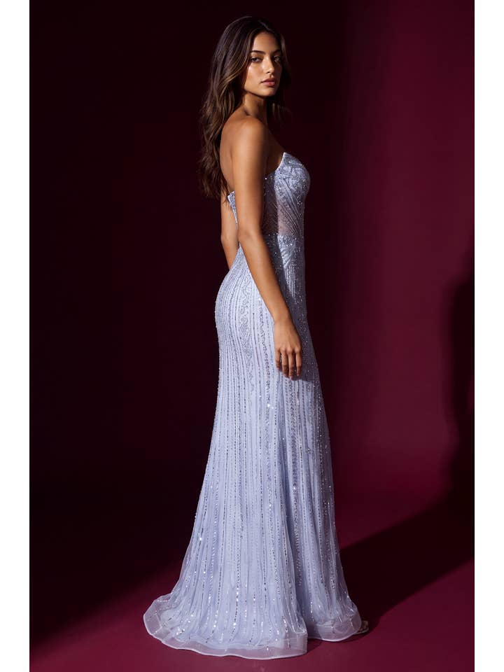 Kos Couture Robe Longue de Soirée Corset Perlé Femme