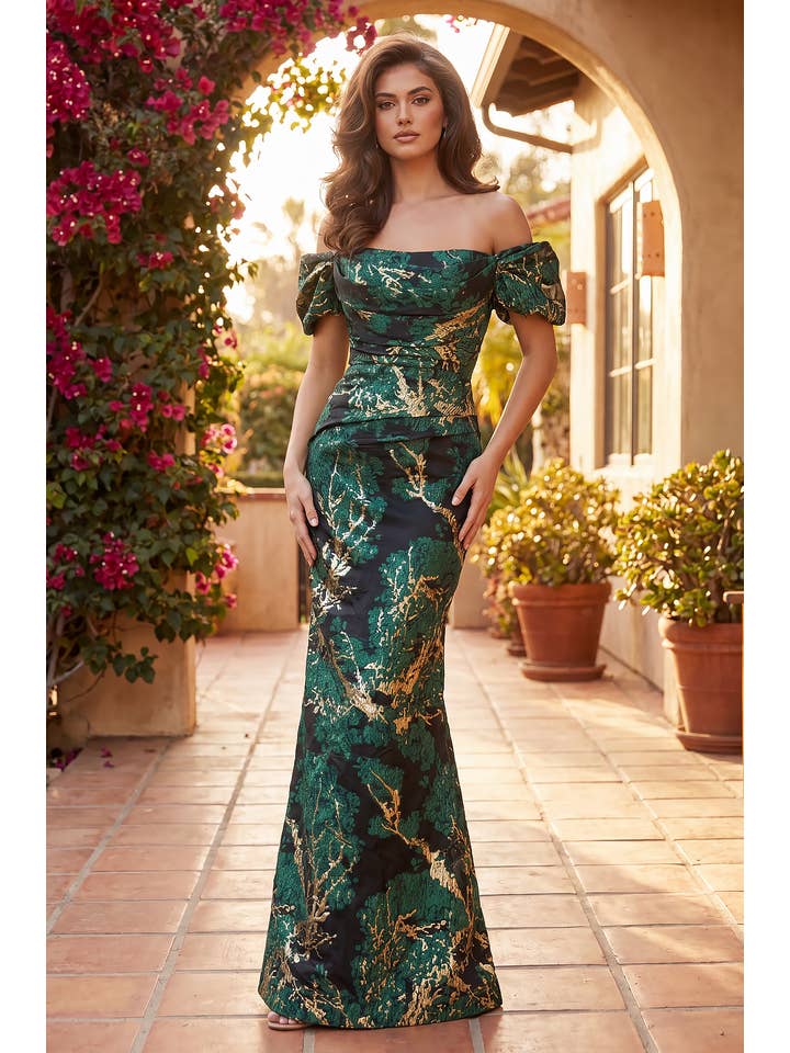 Kos Couture Robe Longue de Soirée Épaules Dénudées Femme