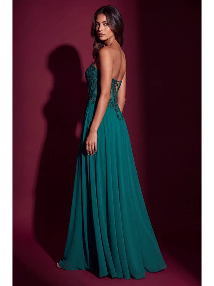 Robe de Soirée Trapèze Corset Perlé Bustier Coeur en Gros