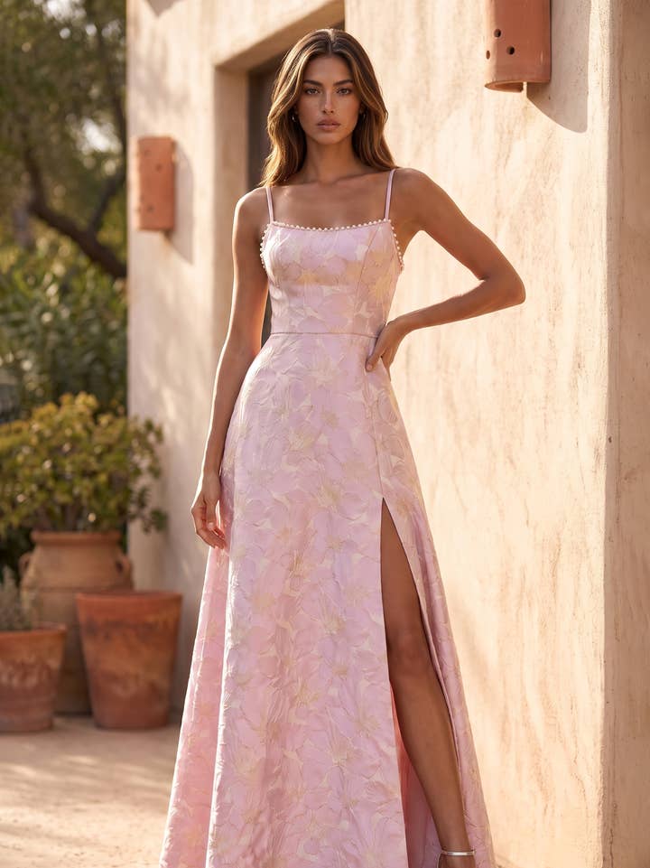 Robe Trapèze en Jacquard Floral Pour Vente en Gros