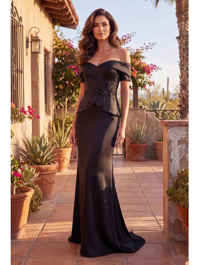 Kos Couture Robe Longue de Soirée Épaules Dénudées Femme